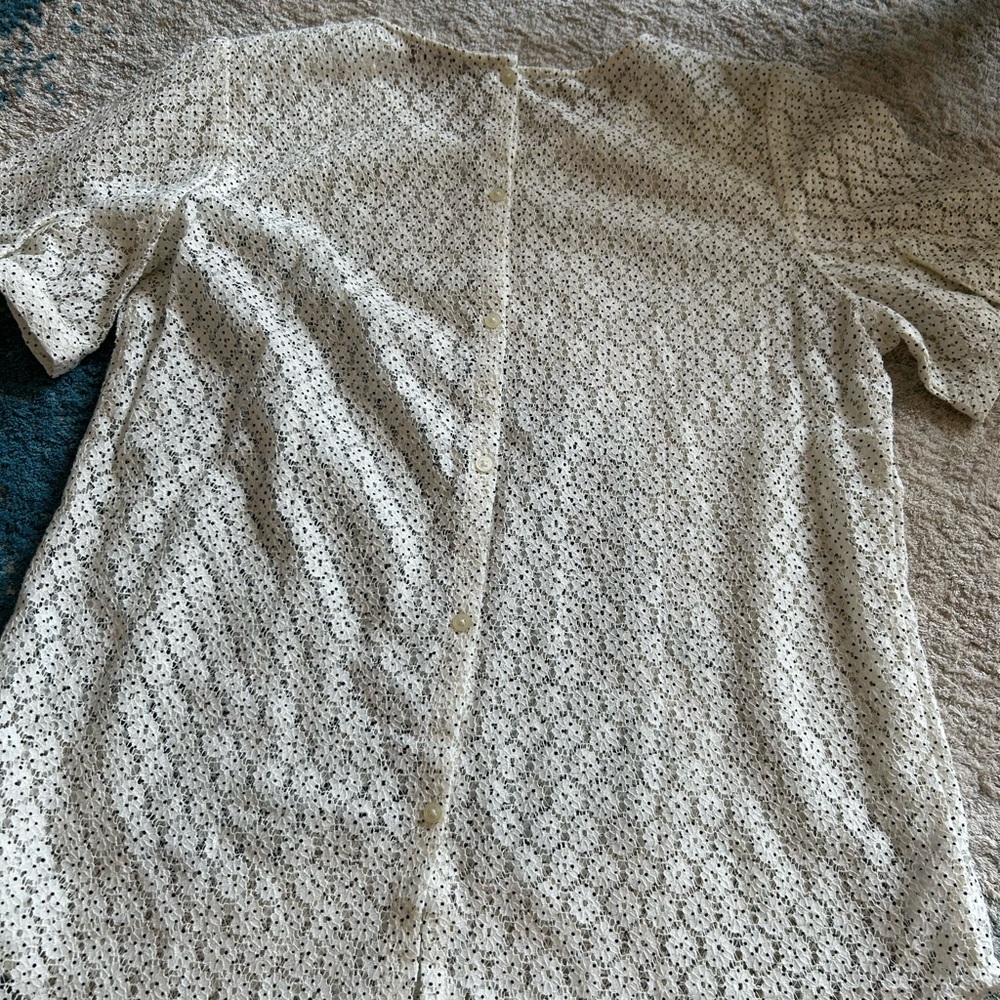 LOFT Cream Eyelet Lace Top